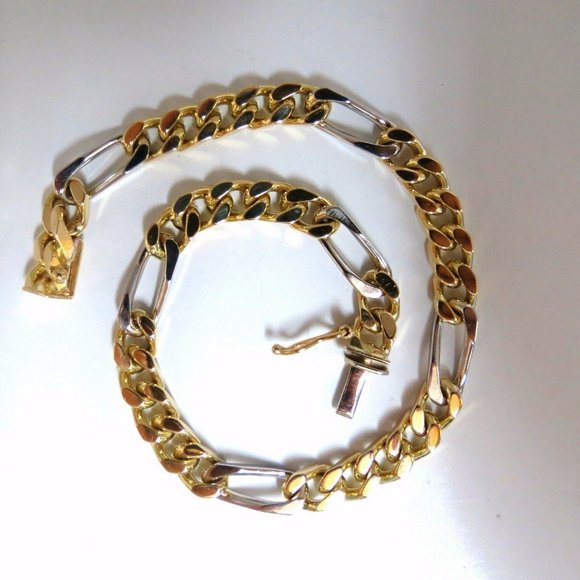14kt Mens Classic Figaro Bracelet 8inch